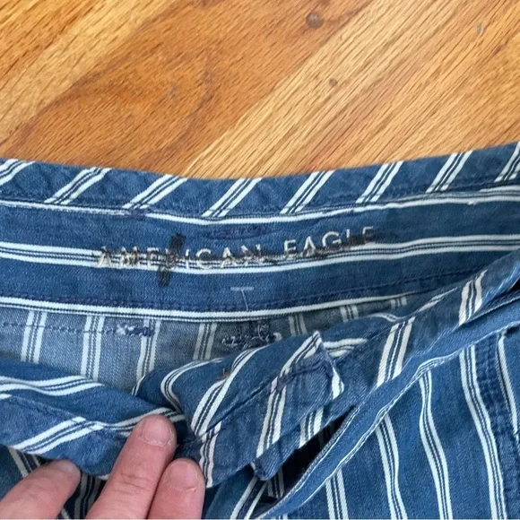 American Eagle Striped Blue Wide-Leg high waisted palazzo Pants 16 - Picture 7 of 11